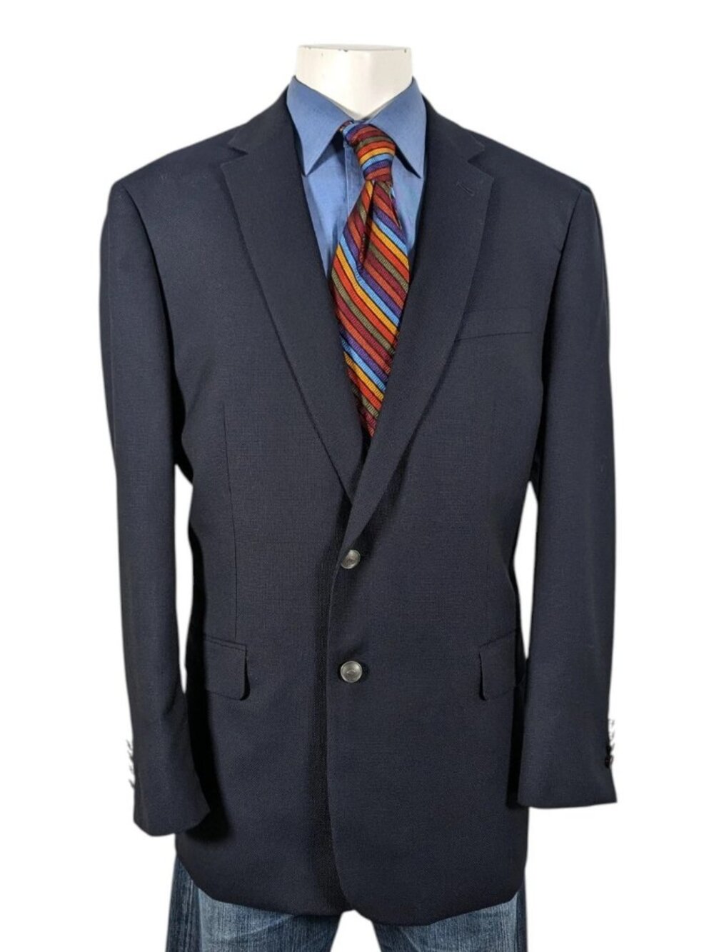 Joseph Abboud Heritage Blazer Sport Coat Sports Jacket 48 Long Silver Buttons